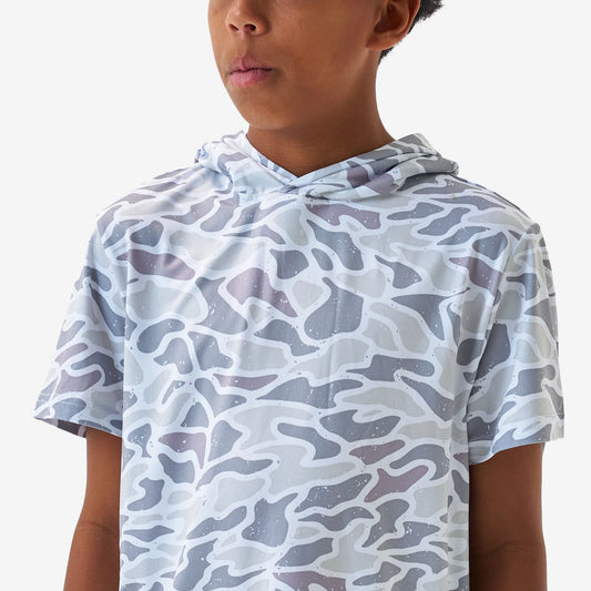 Burlebo Youth Short Sleeve Performance Hoodie - White Camo