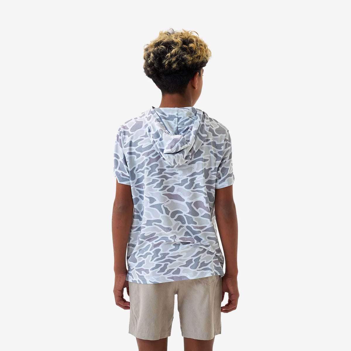 Burlebo Youth Short Sleeve Performance Hoodie - White Camo