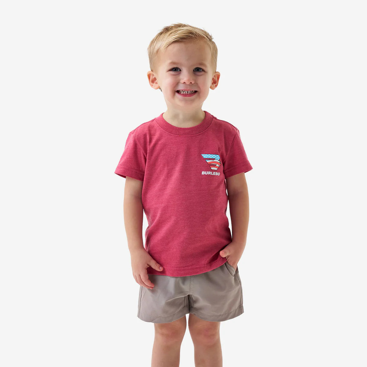 Burlebo Youth Short Sleeve Tee - American Dogs - Heather Crimson