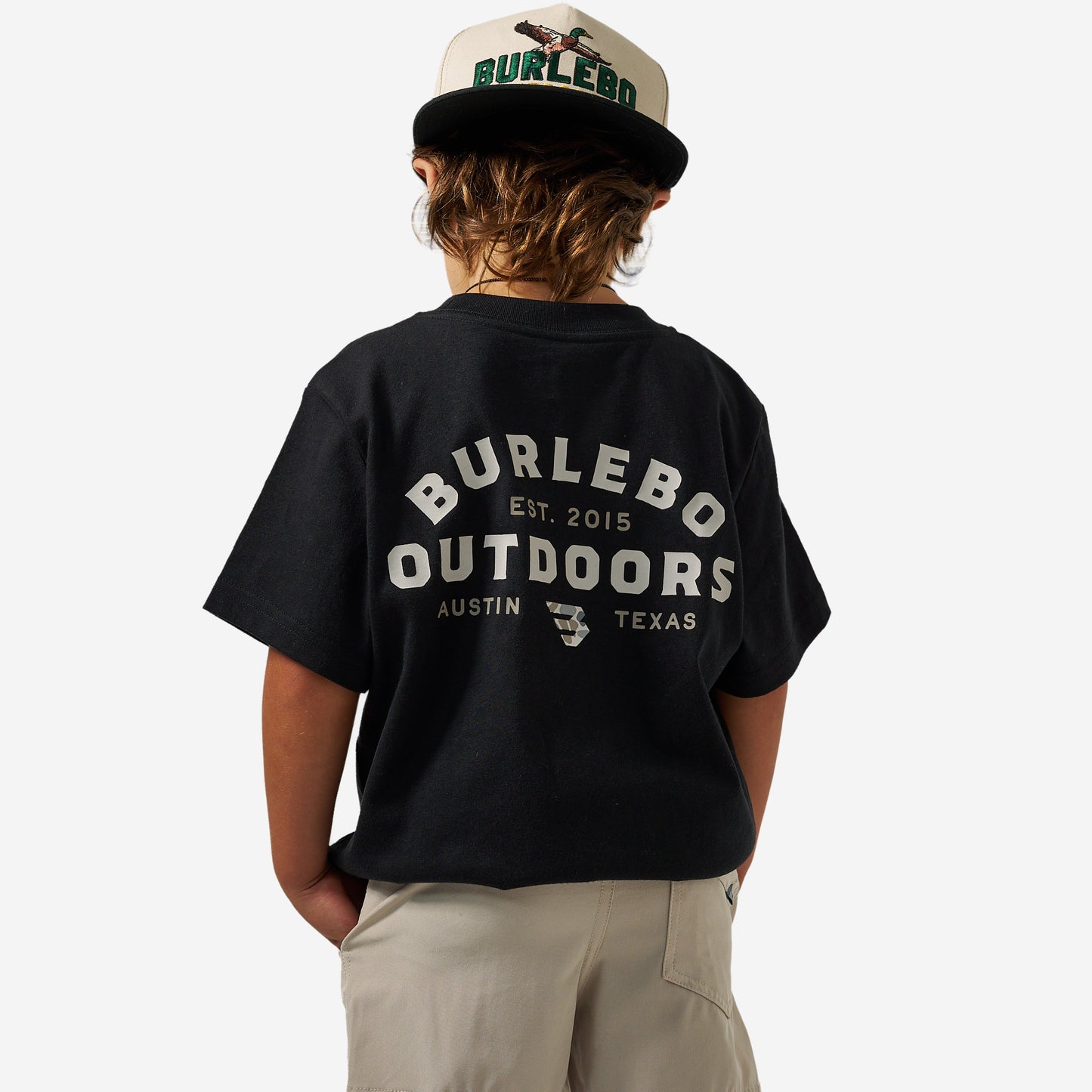 BURLEBO YOUTH SHORT SLEEVE TEE - BURLEBO OUTDOORS LOGO - BLACK