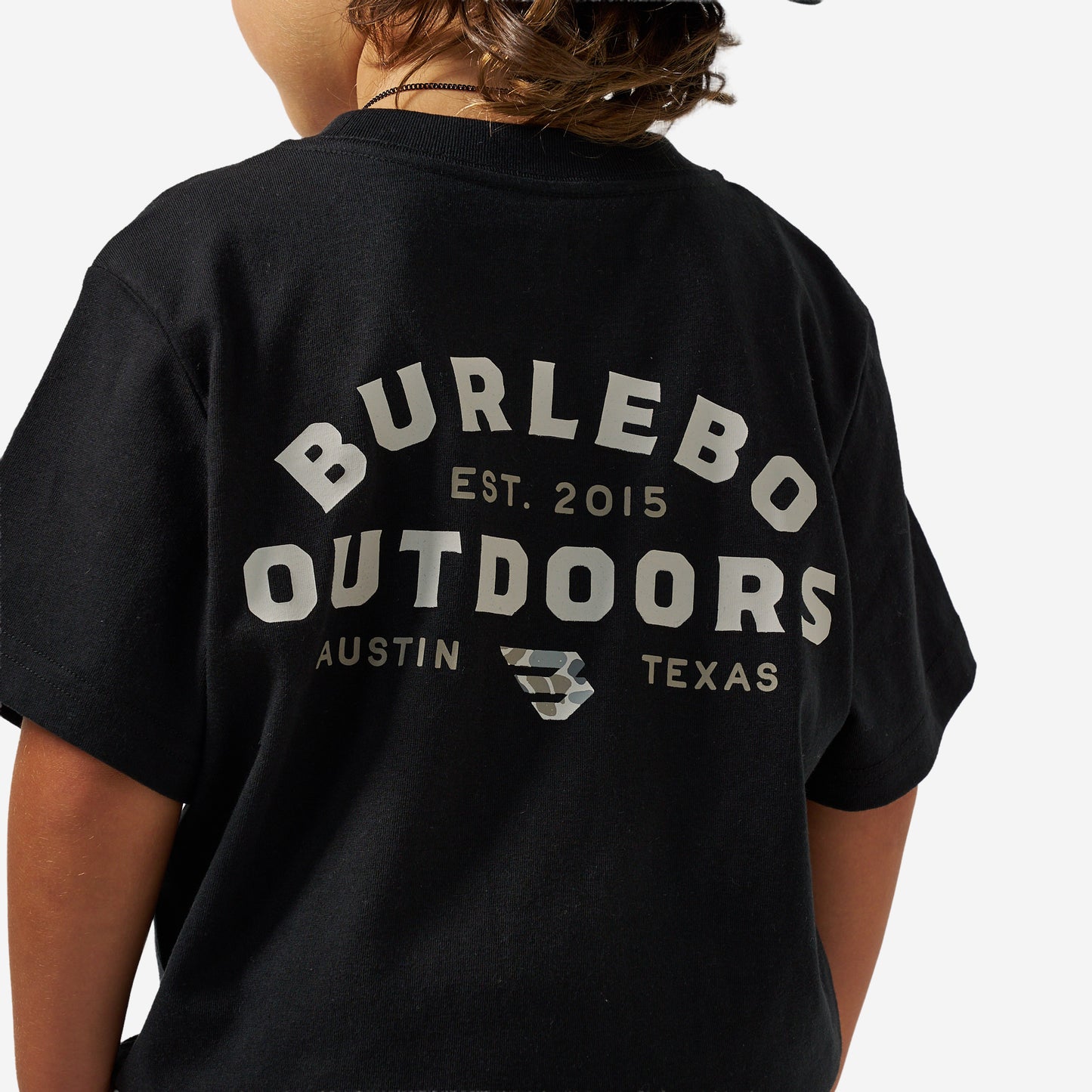 BURLEBO YOUTH SHORT SLEEVE TEE - BURLEBO OUTDOORS LOGO - BLACK