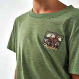 Burlebo Youth Tee Duck Dog Stamp - Heather Olive