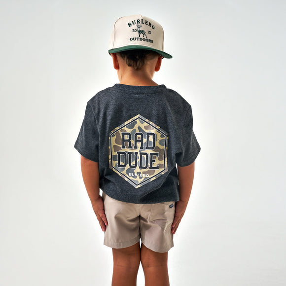Burlebo Youth Tee - Rad Dude Deer Camo - Heather Black