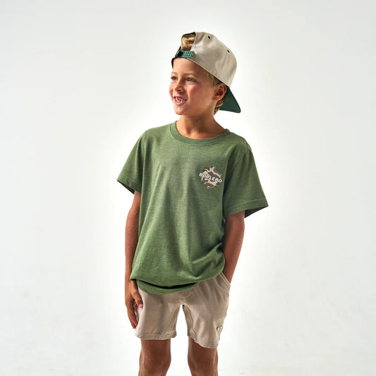 Burlebo Youth Short Sleeve Tee - Rad Dude Deer Camo - Heather Olive