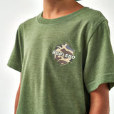 Burlebo Youth Short Sleeve Tee - Rad Dude Deer Camo - Heather Olive