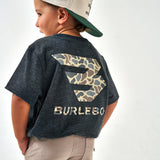 Burlebo Youth Tee - Classic Deer Camo Signature Logo - Heather Black