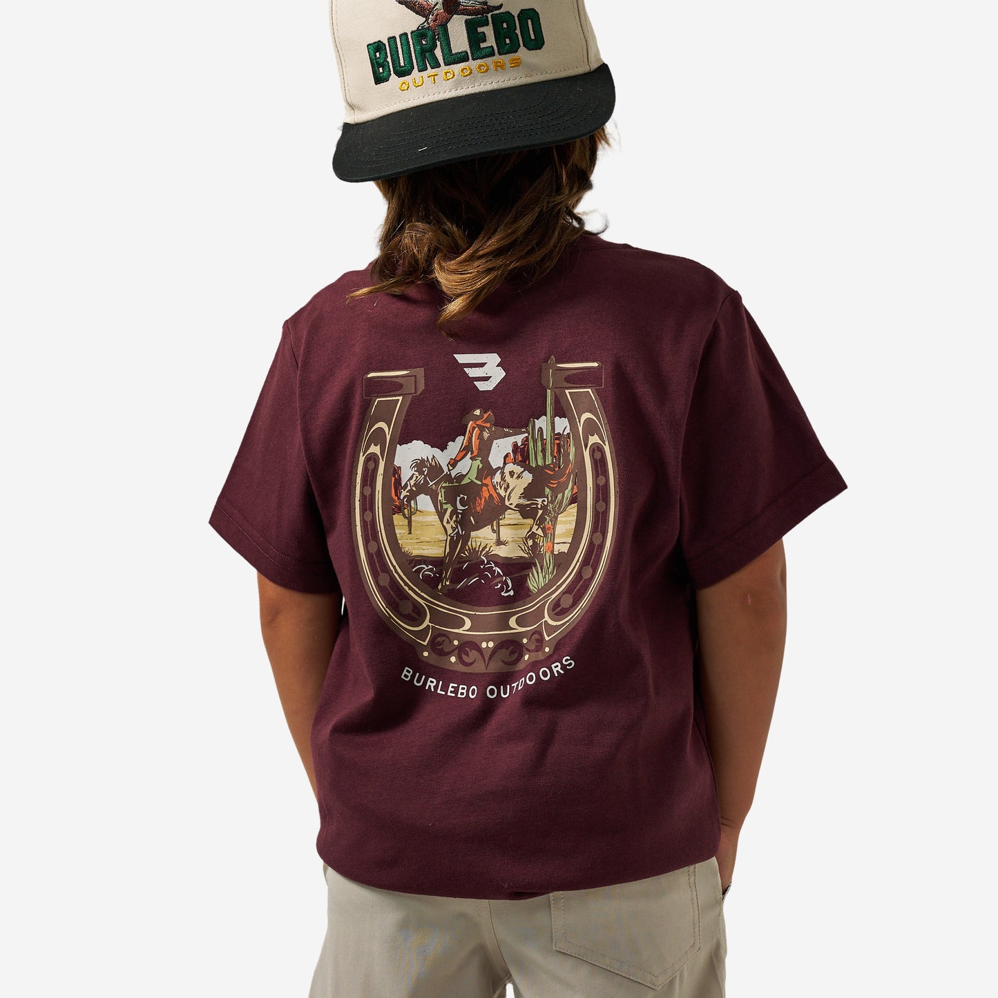 BURLEBO YOUTH SHORT SLEEVE TEE - HORSESHOE - MAROON