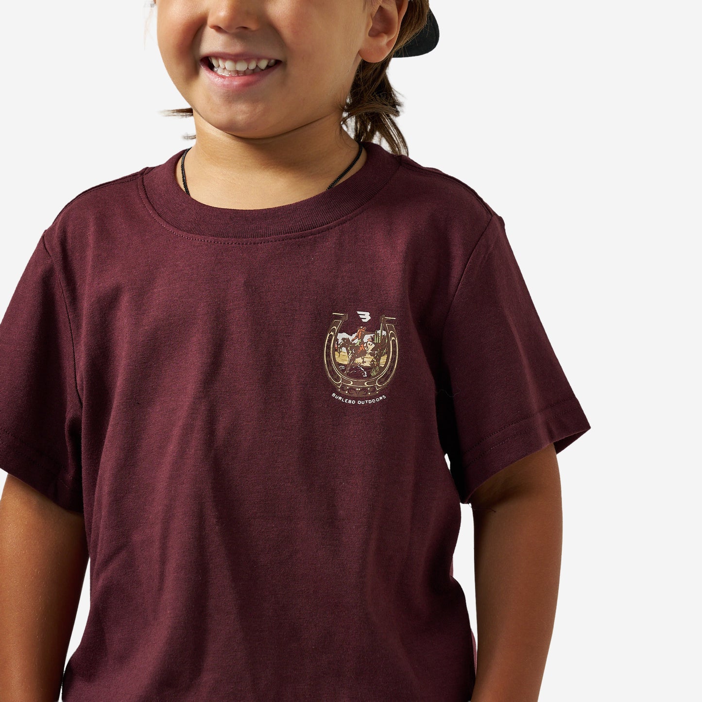 BURLEBO YOUTH SHORT SLEEVE TEE - HORSESHOE - MAROON