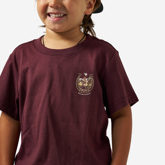 BURLEBO YOUTH SHORT SLEEVE TEE - HORSESHOE - MAROON