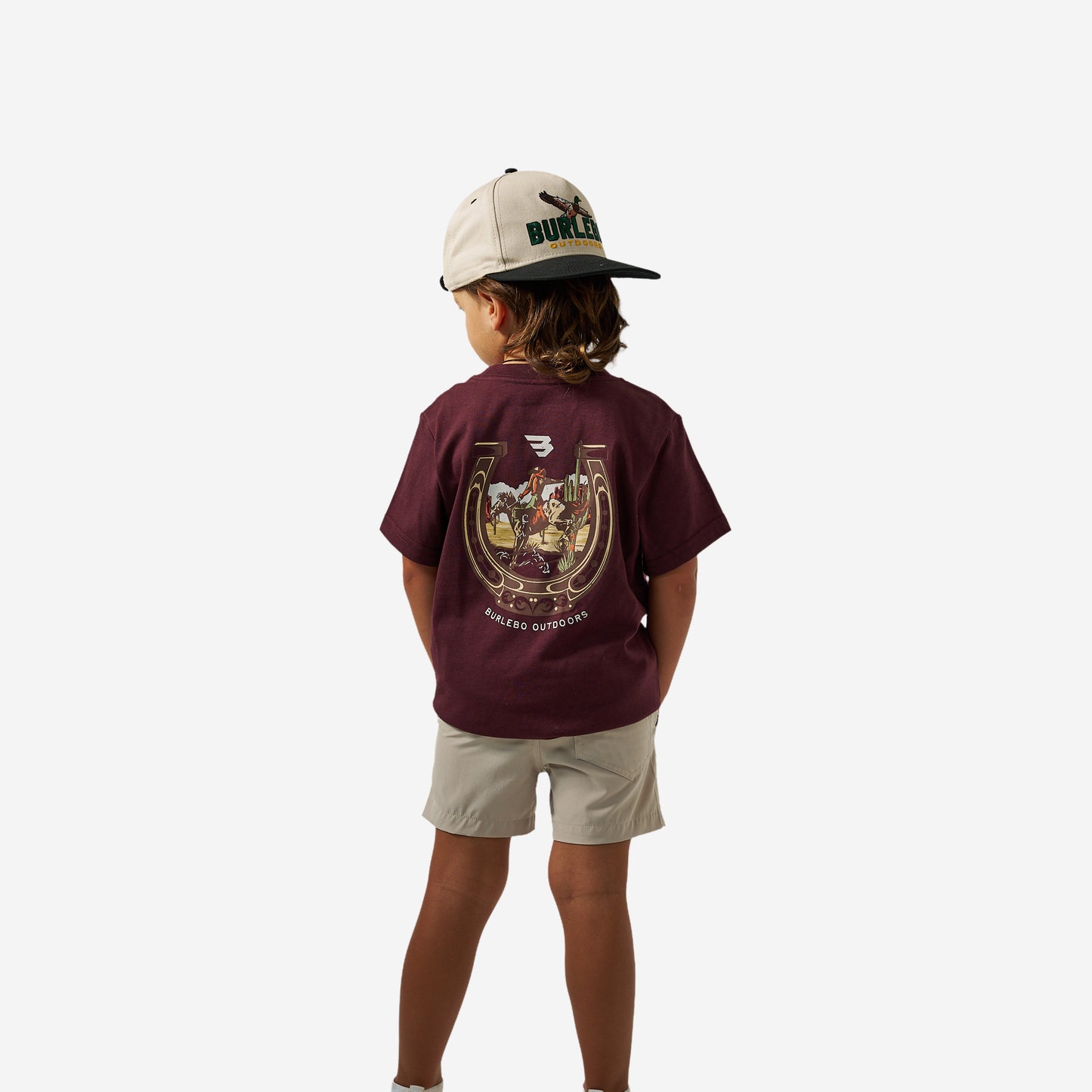 BURLEBO YOUTH SHORT SLEEVE TEE - HORSESHOE - MAROON