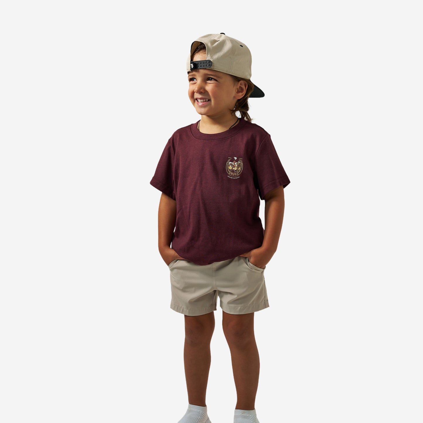 BURLEBO YOUTH SHORT SLEEVE TEE - HORSESHOE - MAROON