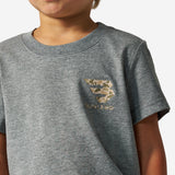 BURLEBO YOUTH SHORT SLEEVE TEE - MALLARD CAMO DOG - DARK HEATHER GREY