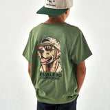 Burlebo Youth - Short Sleeve Tee - Mallard Camo Dog - Heather Olive