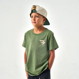 Burlebo Youth - Short Sleeve Tee - Mallard Camo Dog - Heather Olive