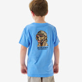 Burlebo Youth Short Sleeve Tee - Mallard Camo Dog - Heather Periwinkle