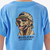Burlebo Youth Short Sleeve Tee - Mallard Camo Dog - Heather Periwinkle