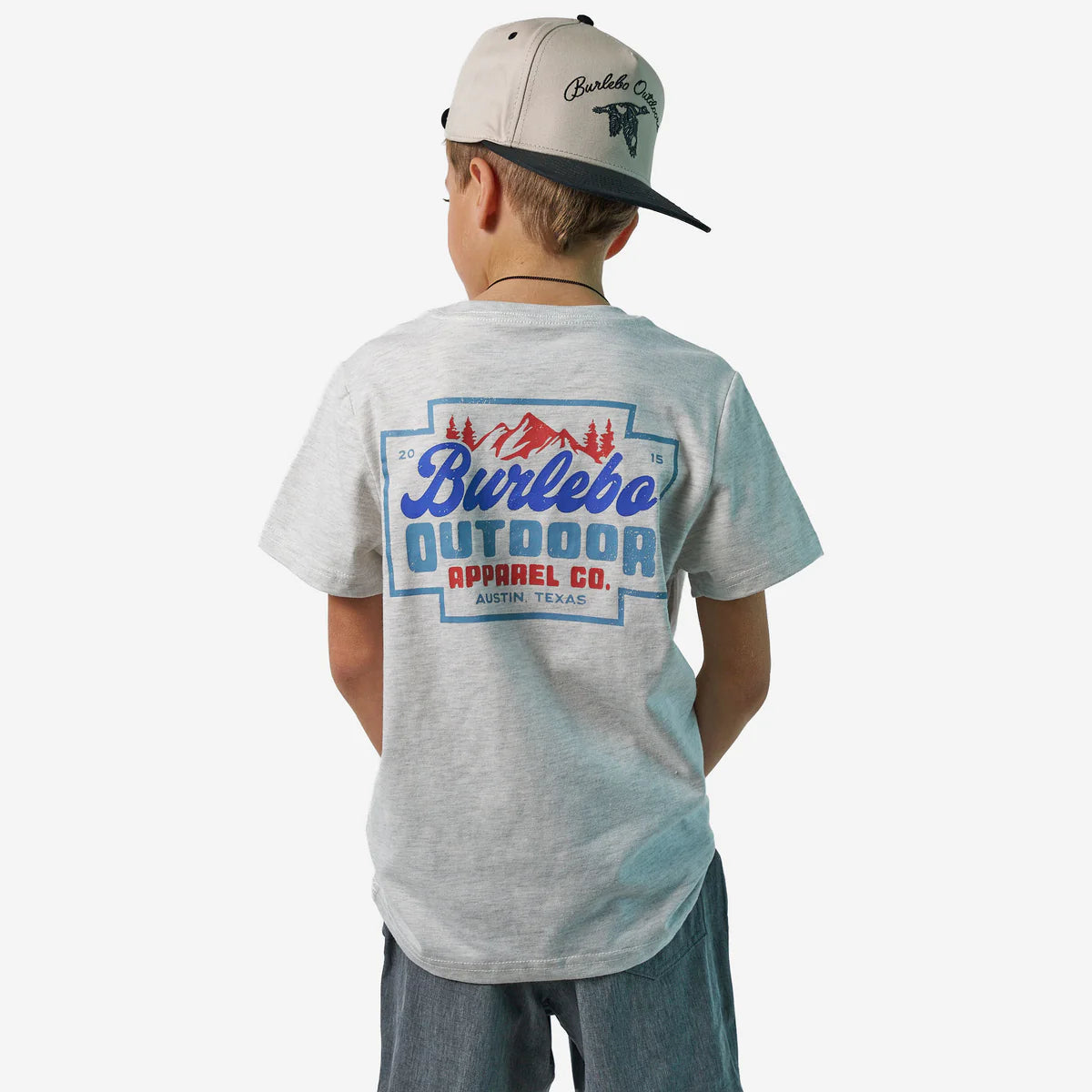 Burlebo Youth Short Sleeve Tee - Mountain Range - Heather Ashy Grey