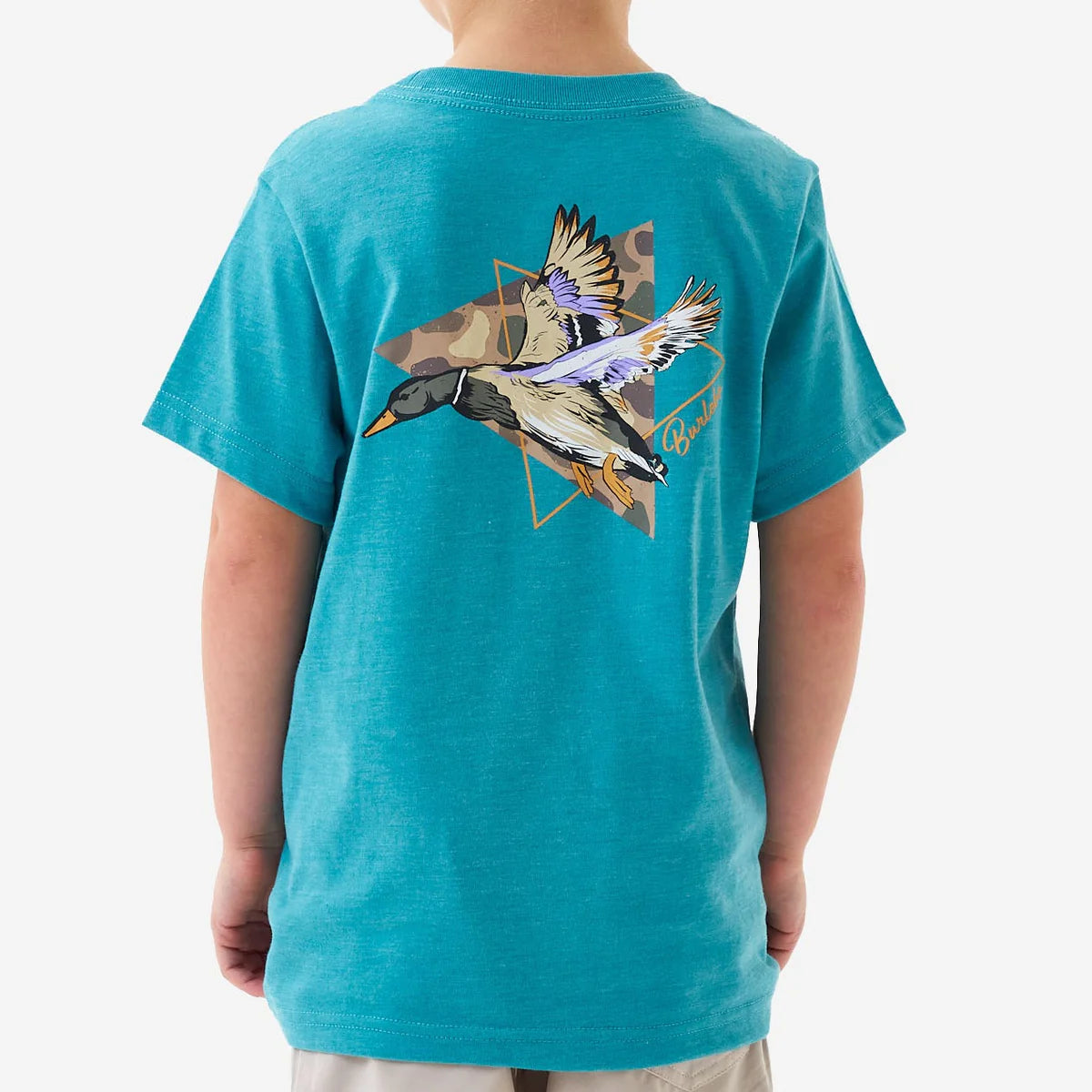 Burlebo Youth Short Sleeve Tee - Pintail Triangle Duck - Heather Cyan