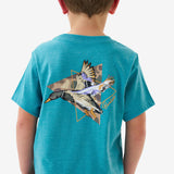 Burlebo Youth Short Sleeve Tee - Pintail Triangle Duck - Heather Cyan