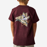 BURLEBO YOUTH SHORT SLEEVE TEE - PINTAIL DIVING DUCK - MAROON