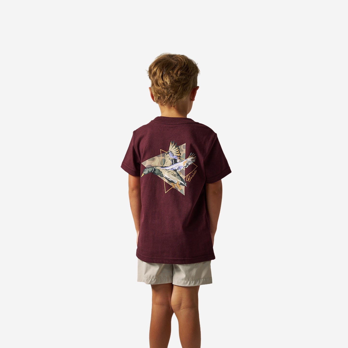 BURLEBO YOUTH SHORT SLEEVE TEE - PINTAIL DIVING DUCK - MAROON