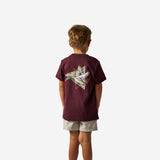 BURLEBO YOUTH SHORT SLEEVE TEE - PINTAIL DIVING DUCK - MAROON