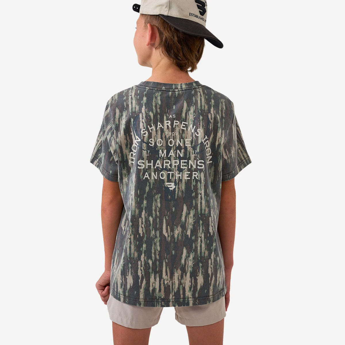 Burlebo YOUTH - VINTAGE WASHED GRAPHIC TEE - PROVERBS 27:17 - MIDLAND CAMO
