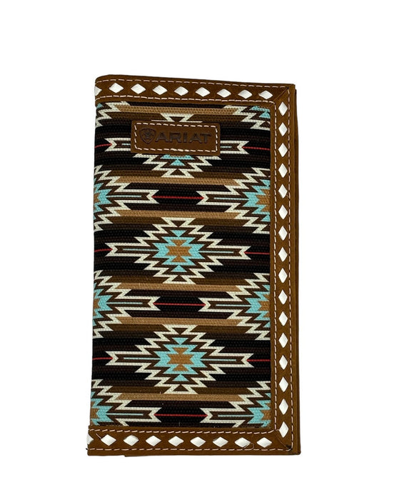 ARIAT YOUTH WALLET RODEO SOUTHWESTEN DIAMOND LACING BROWN