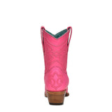 CORRAL WOMEN'S HOT PINK EMBROIDERY SNIP TOE WESTERN ANKLE BOOTS - Z5137