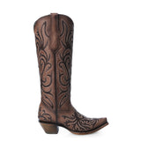 CORRAL WOMEN'S BROWN EMBROIDERY STITCH TALL WESTERN BOOTS - Z5307