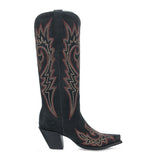 CORRAL WOMEN'S BLACK AND RED EMBROIDERY BONE SNIP TOE COWBOY BOOT - Z5369