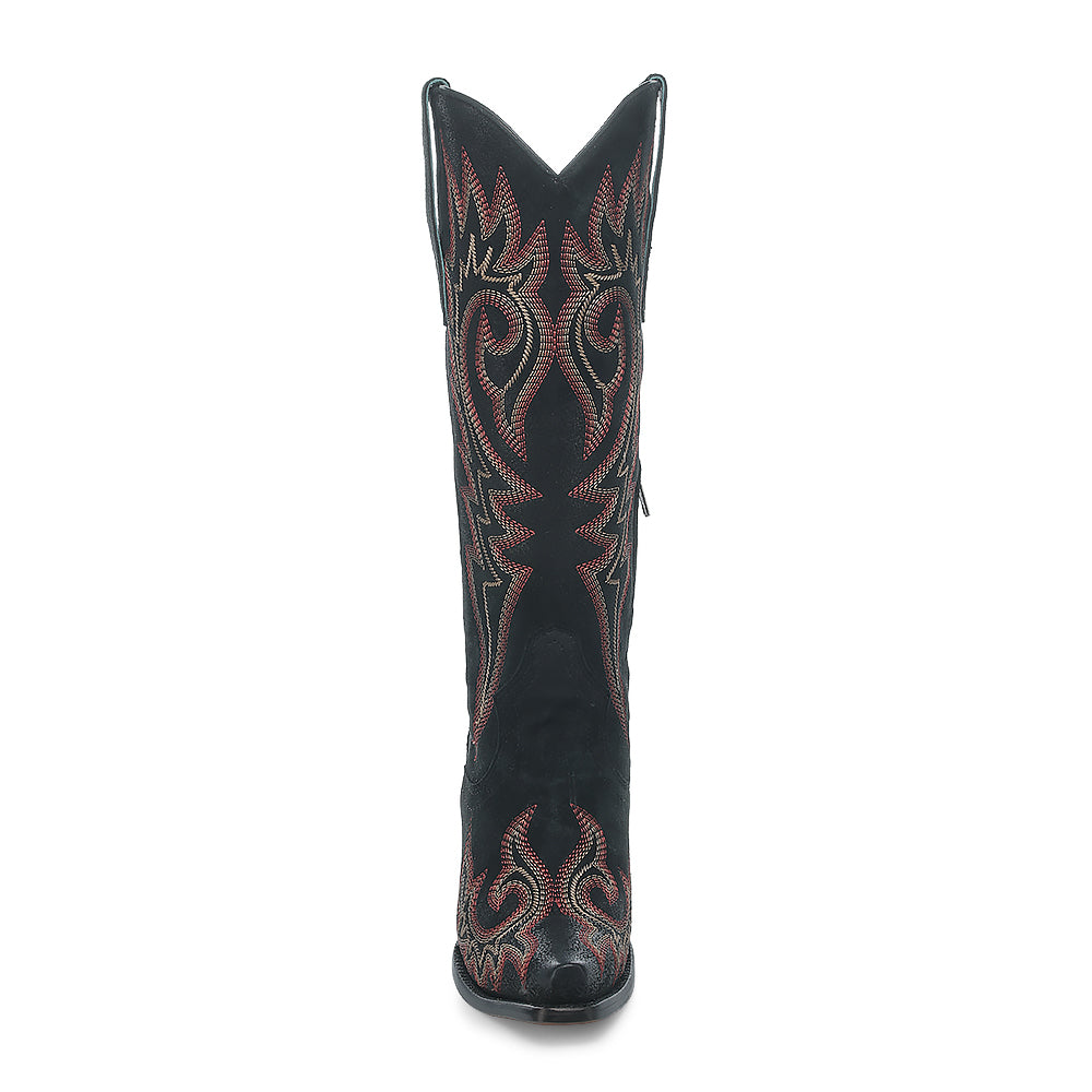 CORRAL WOMEN'S BLACK AND RED EMBROIDERY BONE SNIP TOE COWBOY BOOT - Z5369