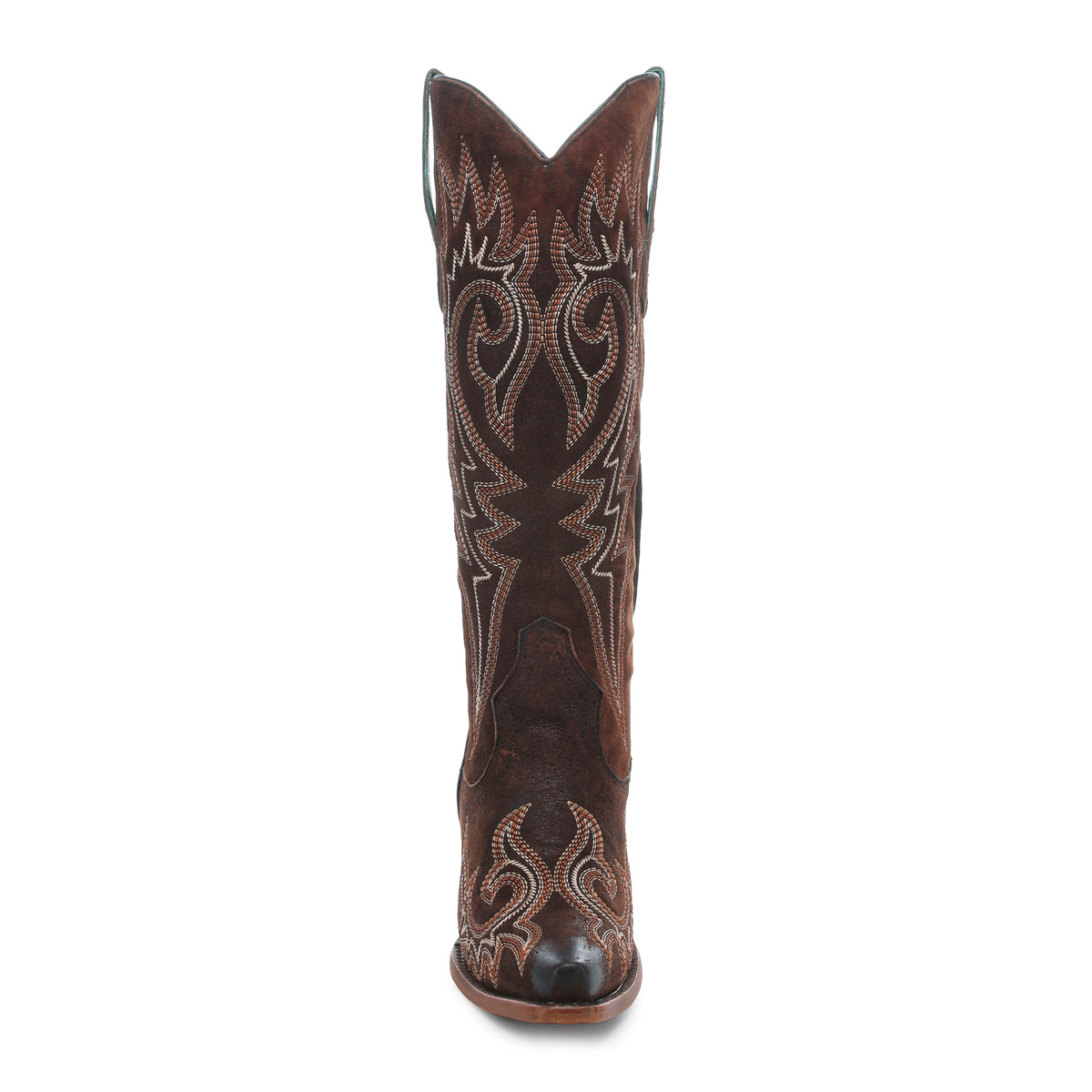 CORRAL WOMEN'S BROWN AND WHITE EMBROIDERY BONE SNIP TOE COWBOY BOOT - Z5370