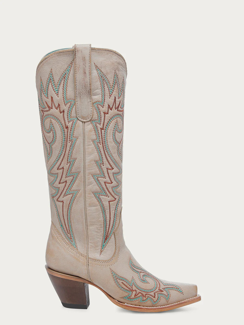 CORRAL WOMEN'S BLUE AND RED EMBROIDERY BONE SNIP TOE COWBOY BOOT - Z5371