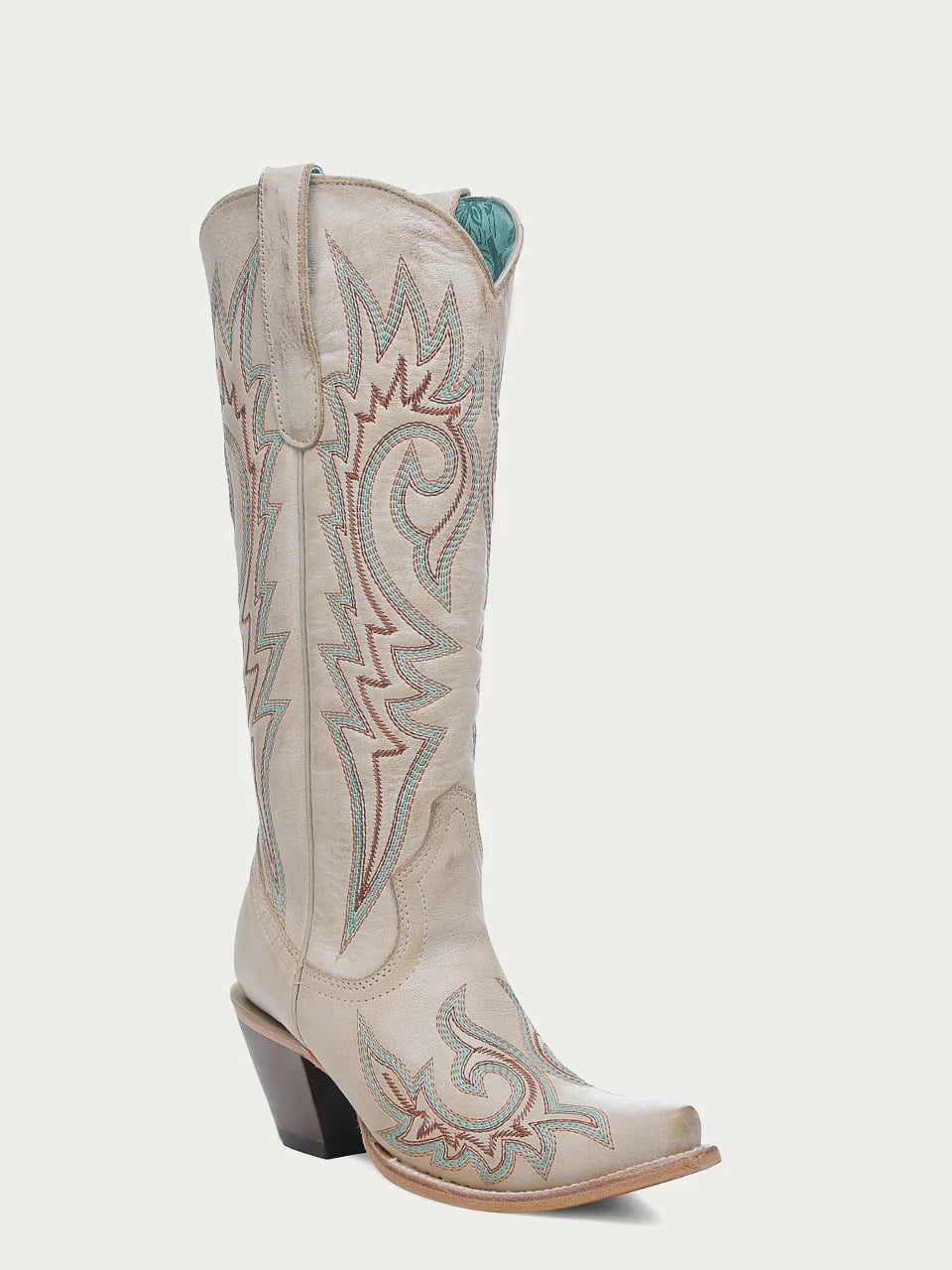 CORRAL WOMEN'S BLUE AND RED EMBROIDERY BONE SNIP TOE COWBOY BOOT - Z5371