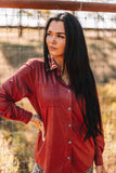 LEATHER LUX LONG SLEEVE TOP - BURGUNDY