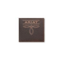 ARIAT MENS LARGE BIFOLD STYLE WALLET BUG STITCH - BROWN