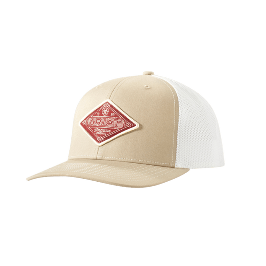 ARIAT MEN'S CREAM DIAMOND PATCH SNAPBACK BALL CAP