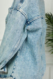 STRIPE RHINESTONE EXTRA LONG SLEEVE DENIM JACKET