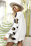 SEQUIN LEOPARD SWEATER CARDIGAN - IVORY