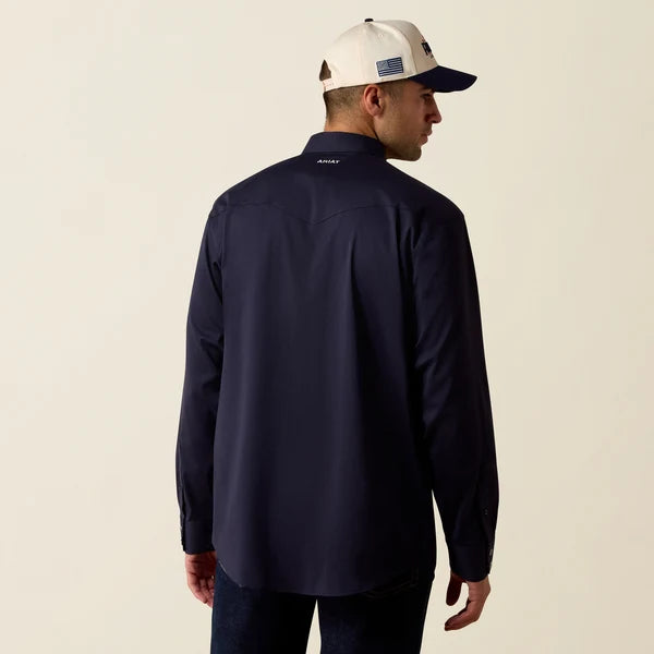 ARIAT MENS EVERYTHING LONG SLEEVE SNAP SHIRT - NAVY