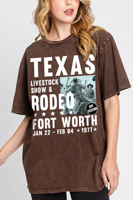 TEXAS LIVESTOCK SHOW MINERAL GRAPHIC TEE - CHOCOLATE