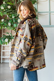 VINTAGE AZTEC PATTERN THICK KNIT FRINGE SHACKET