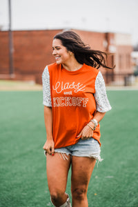 CLASSY UNTIL KICK OFF TOP - BURNT ORANGE