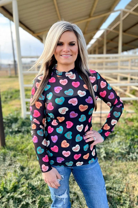 COWBOY SWEETHEART MESH TOP