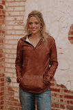 COWGIRL FADE PULLOVER- SADDLE