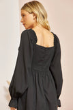 SOLID DRESS WITH SWEEHEART BUST - BLACK