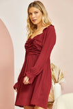 SOLID DRESS WITH SWEEHEART BUST - WINE