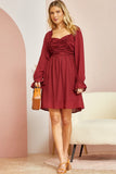 SOLID DRESS WITH SWEEHEART BUST - WINE