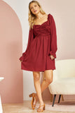 SOLID DRESS WITH SWEEHEART BUST - WINE